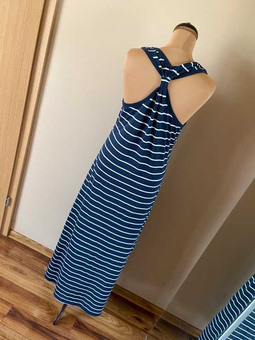 Dluga maxi sukienka long paski marynarska m l 38 40