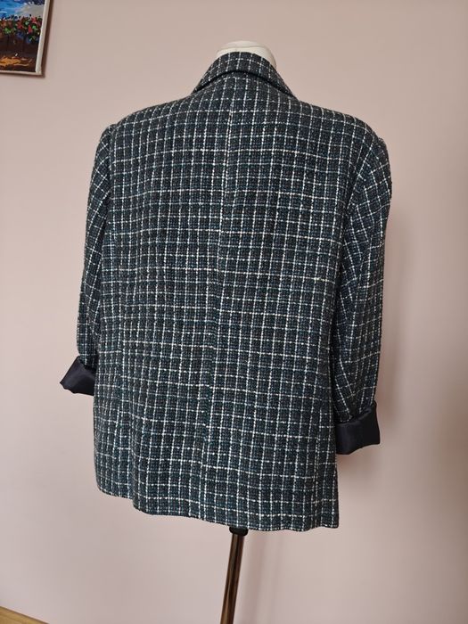Marynarka żakiet pepitka kratka w kratę szary niebieski 46 48 3XL 4XL