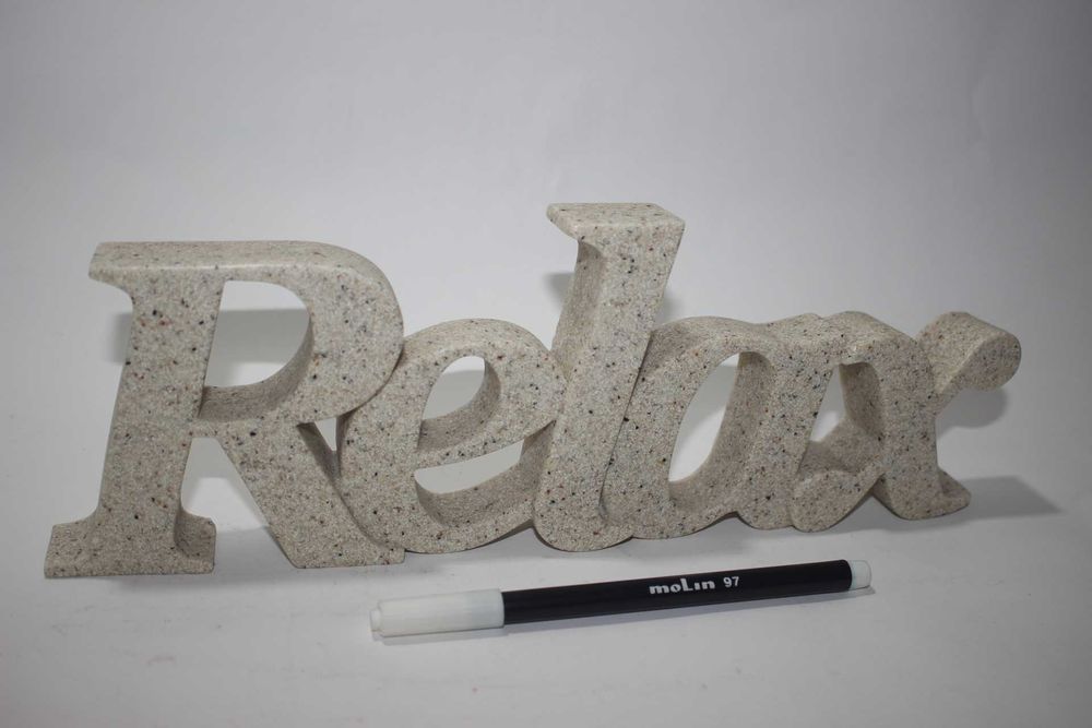 Letras / Lettering - RELAX - Decor Decoração Zen - Imitar pedra