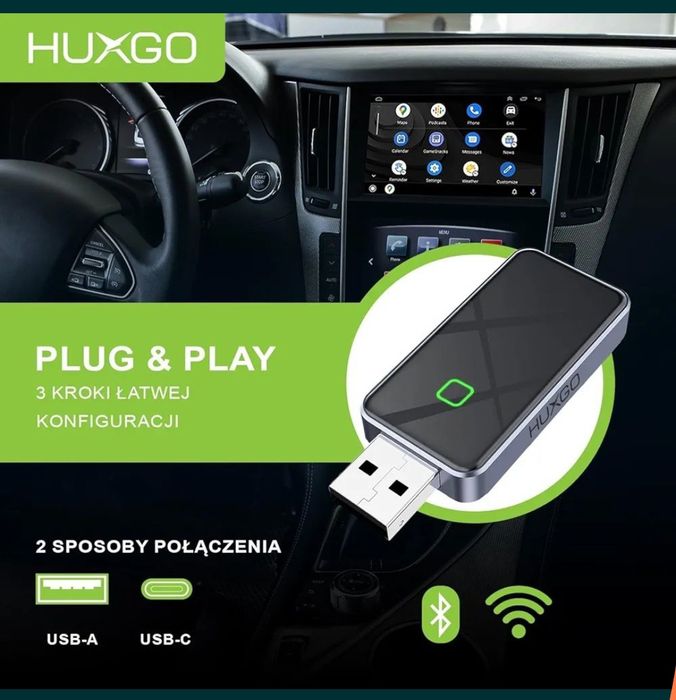 Bezprzewodowy Adapter CarPlay 2in1 wireless USB C Usb A