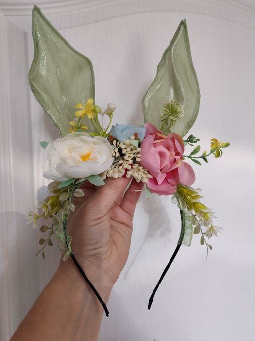 Opaska na głowę uszy zajączka kwiaty
