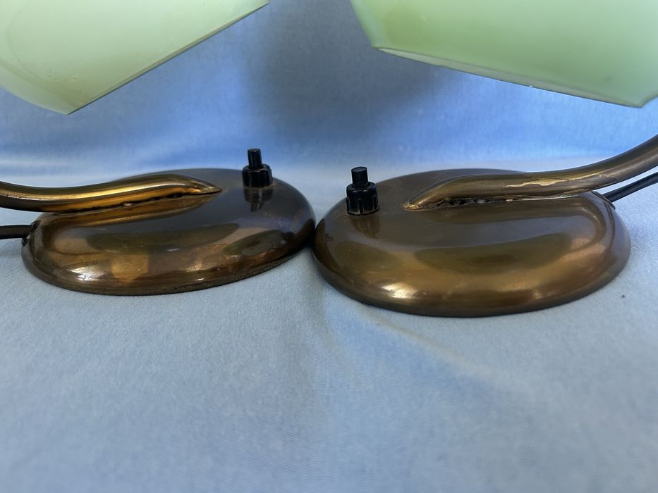 Lampka nocna art deco zielony klosz szklana kula kinkiet kpl. 2 szt.