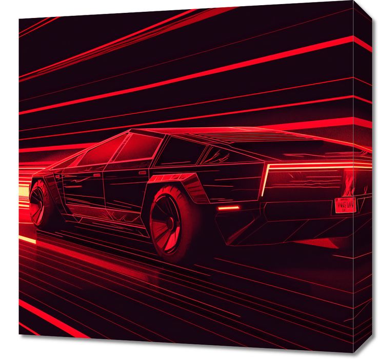 Obraz 50x50cm Prędkość w Czerwonym Neonie