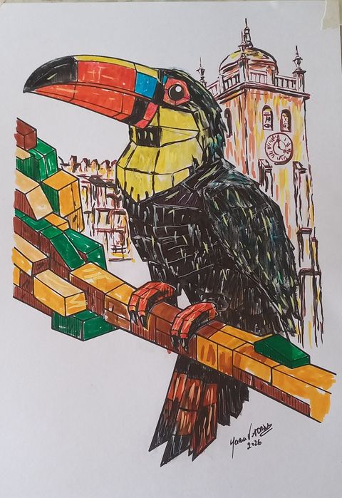 Uma caricatura do Porto com penas