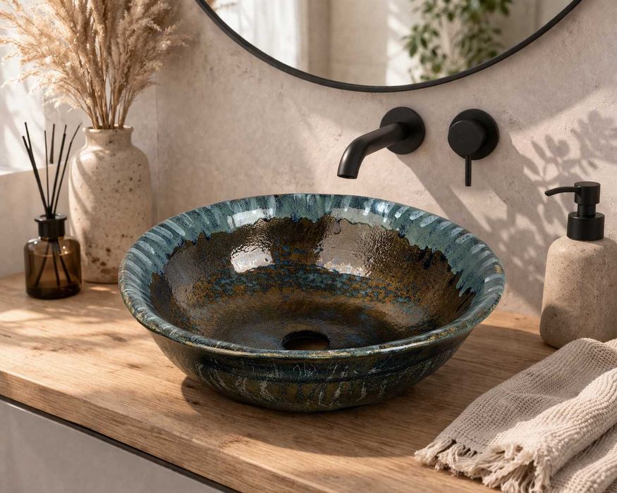 Umywalka ceramiczna na blatowa wykonana ręcznie