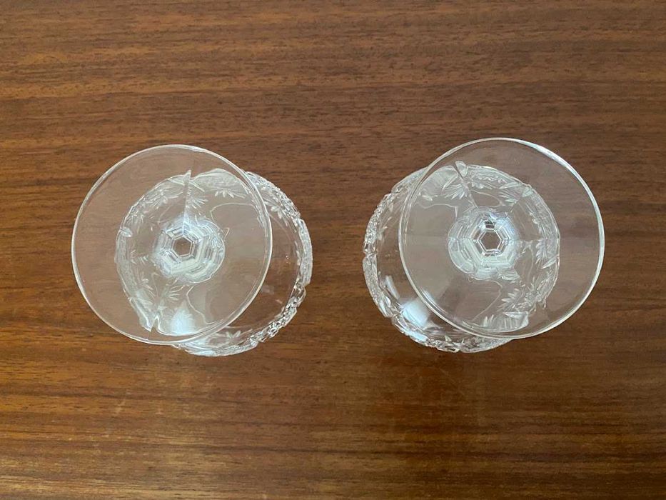 Dois cálices artesanais de cristal Checoslovaco Bohemia