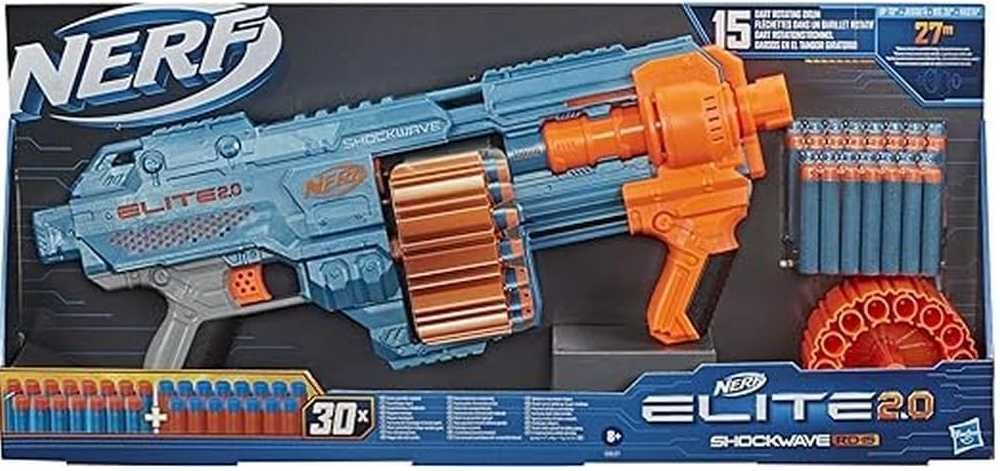 Wyrzutnia Nerf Elite 2.0 Shockwave RD-15, 30 strzałek obrotowy