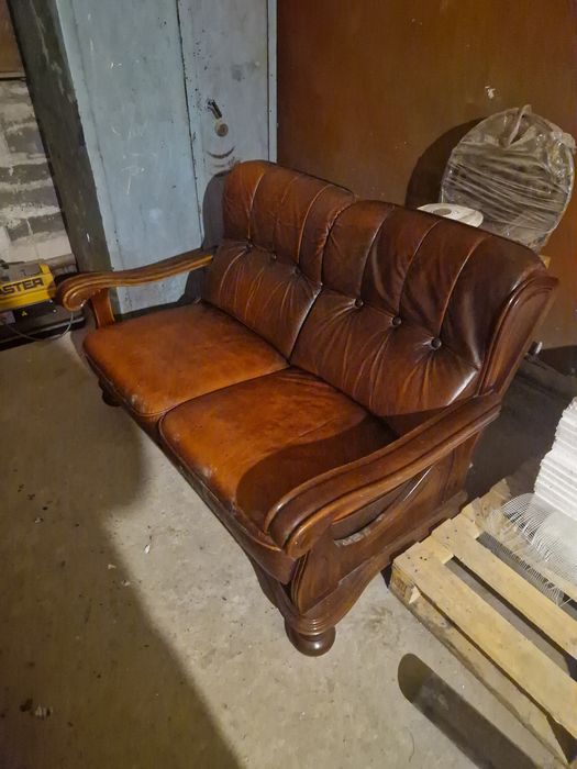 Duży skórzany 3 częściowy wypoczynek