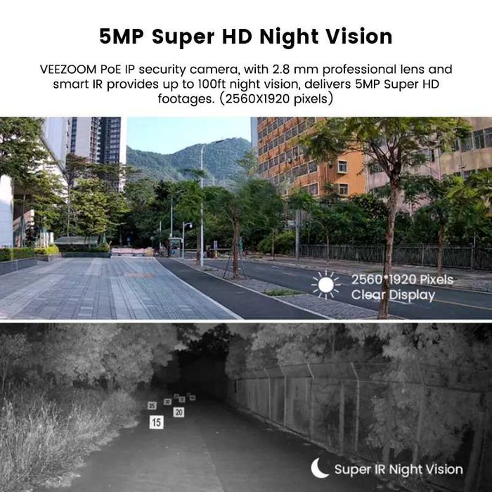 CCTV TUYA Sistema Vídeo Vigilância POE +4 Câmaras 4K 5MP (NOVO)