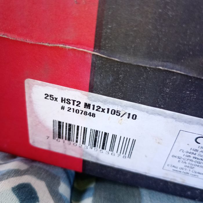 Kołki do żelbetonu m12x105/10 25sztuk hst2