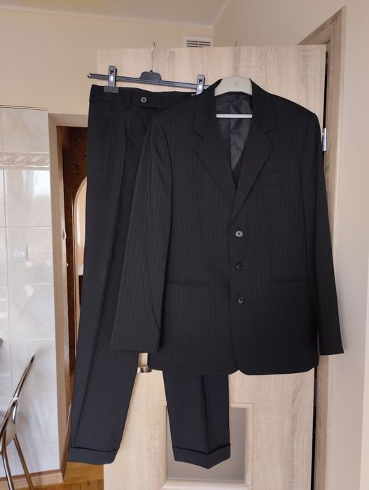 Czarny garnitur ubranie męskie marynarka spodnie kamizelka zestaw