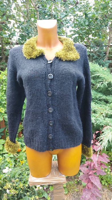 Sweter damski czarny z zielonym gruby rozmiar L/ XL