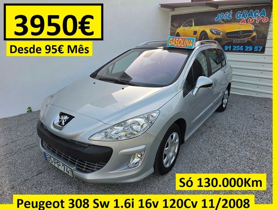 Peugeot 308 Sw 1.6i 16v 120Cv 7 lugares 130.000Km 11/2008