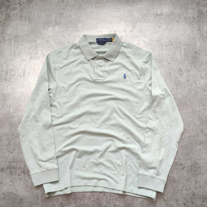 MĘSKA Koszulka PREMIUM Długi Rękaw Elegancka Mięta Polo Ralph Lauren