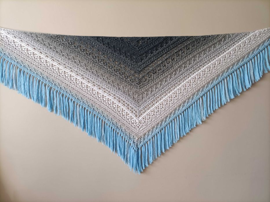 Chusta Ombre, ręcznie robiona na szydełku, szydełko, Handmade