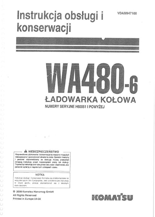 Komatsu WA480-6  DTR instrukcja
