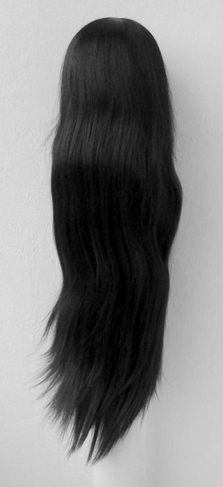 Czarna długa prosta peruka z przedziałkiem czarny długi wig cosplay