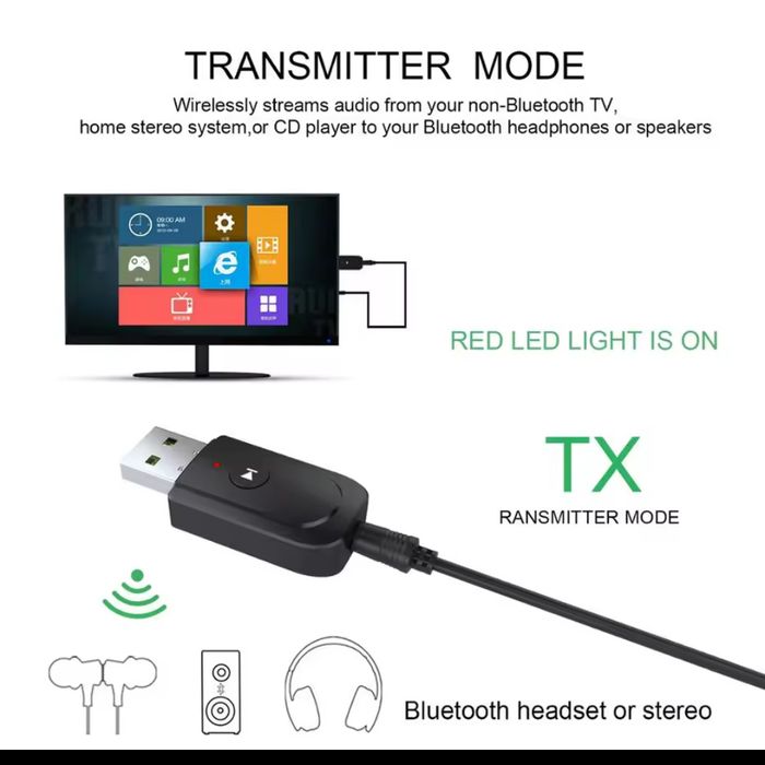 USB Bluetooth 5.0 Adapter 3 в 1 Bluetooth Transmitter Receiver