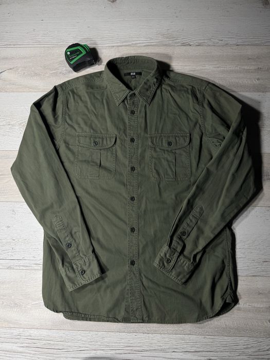 Сорочка Uniqlo фланель хакі casual тактична сорочка military outdoor