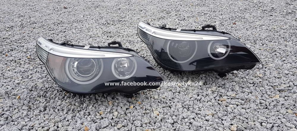 Reflektory BMW E60 E61 przedlift pre lci BI LED ringi COTTON SMD Hella