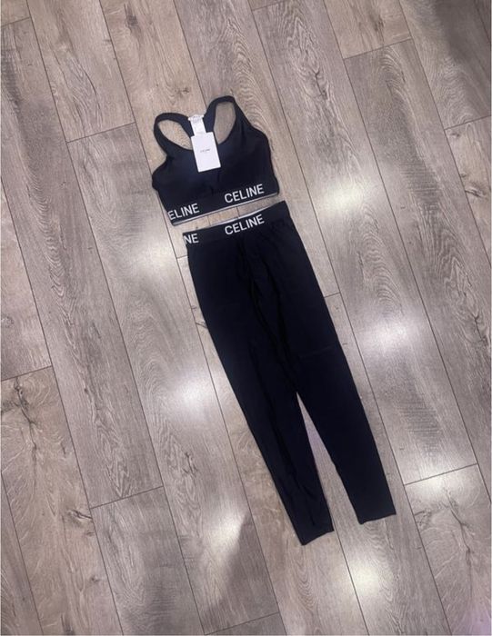 Жіночий чорний костюм лосини і топ Celine