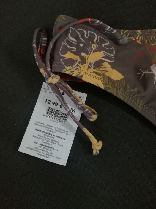 Cueca Bikini castanho e flores Fila M