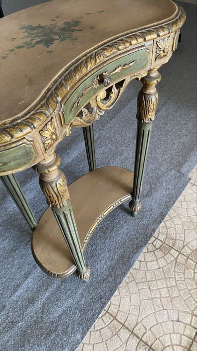 Mesa antiga vintage dourada em madeira | Consola clássica