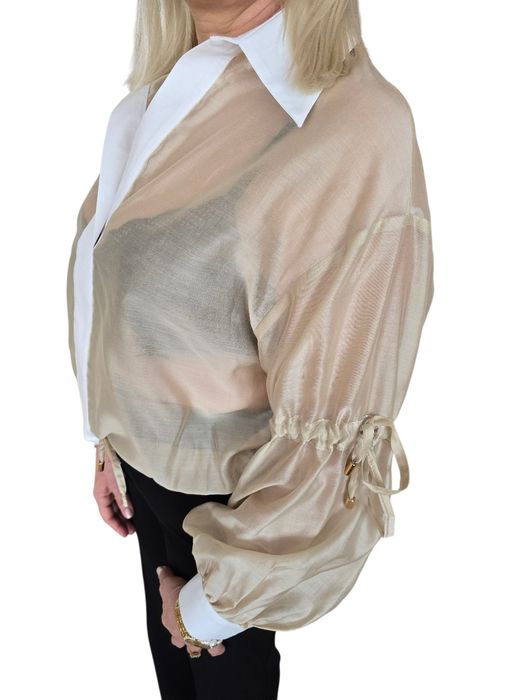 Koszula damska szyfonowa ALIS beżowa rozmiar uniwersalny La DivaMia