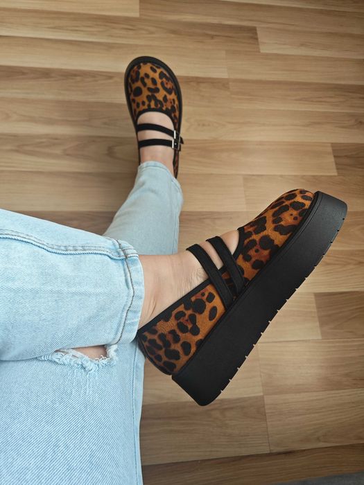 Balerinki damskie panterka koturny Mary Jane 38