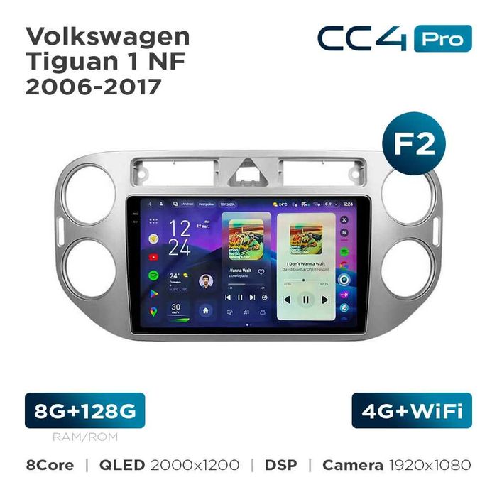 Штатна магнітола Teyes CC4 Pro 2k 8+128 Gb Volkswagen Tiguan 1 NF 2006-2017