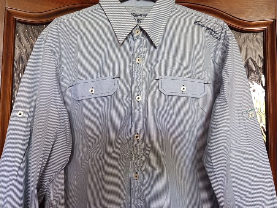 Мужская рубашка в мелкую полоску р.XXL (50-52)