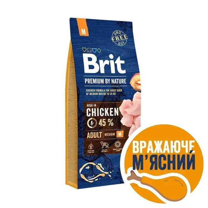 Brit Premium Dog Adult M сухой корм для собак 15 кг - курица