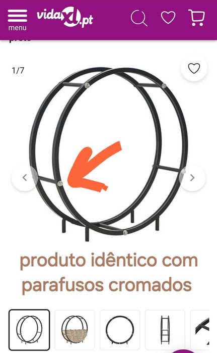 Suporte para lenha. Aço preto e redondo. Acessório de lareira.