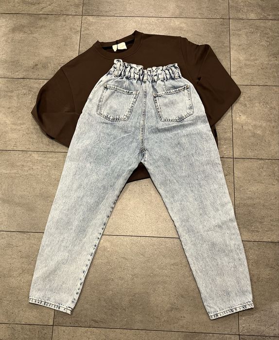 Spodnie jeansowe Baggy  Paperbag wysoki stan