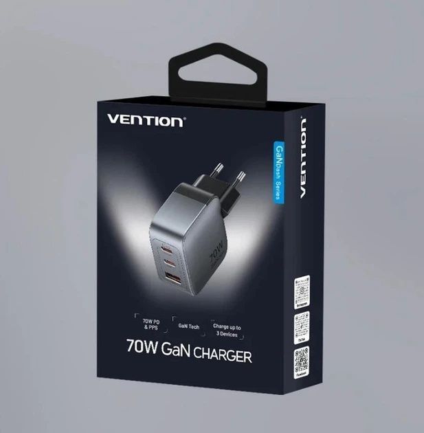 Зарядное устройство Vention 70W GaN USB-C/USB-A
