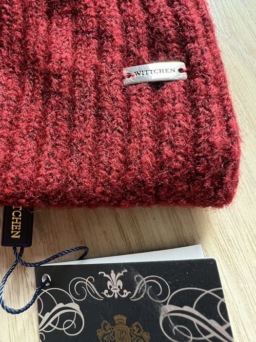 Nowa bordowa damska czapka Wittchen z pomponem i zakładką