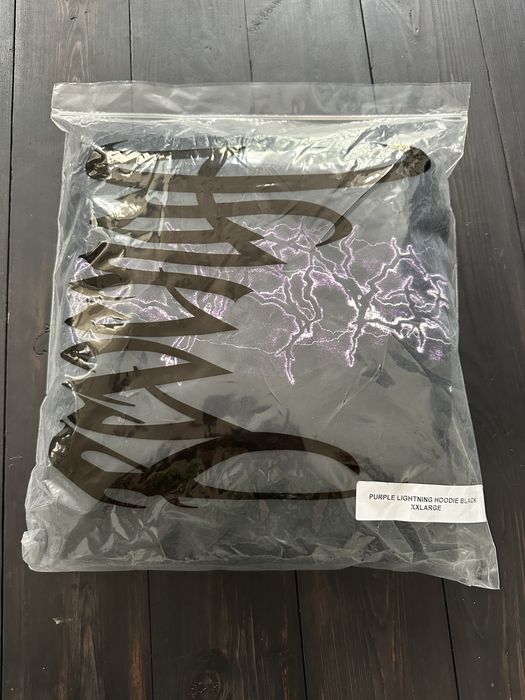Revenge Purple Lightning Anarchy Logo Hoodie BLACK