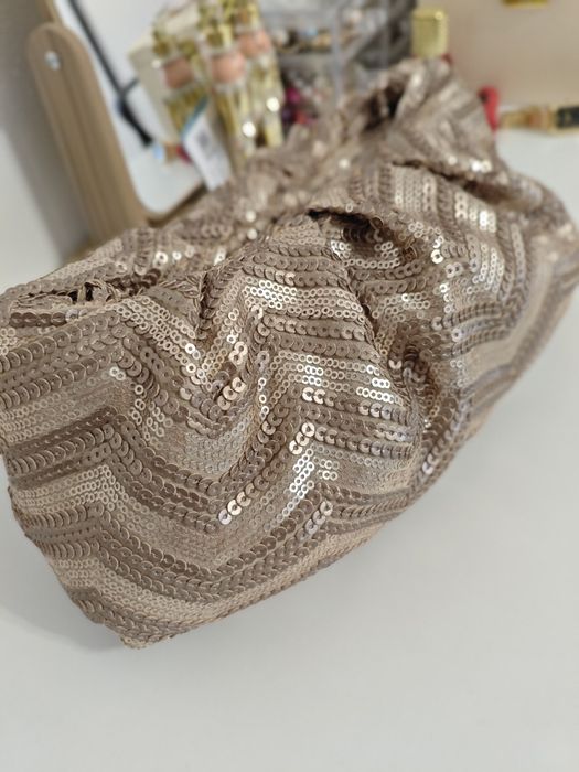 Сумка пельмень золота матове золото пайетки клатч золотиста сумочка