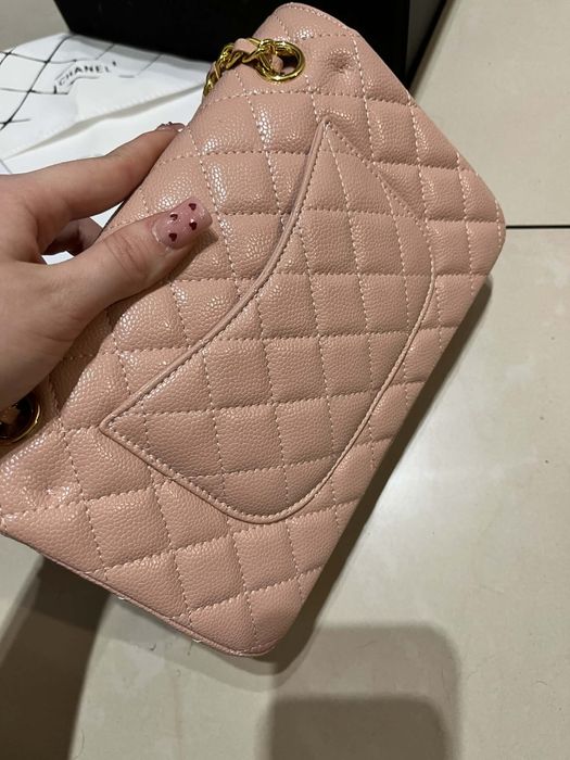 Torebka chanel classic flap bag rozowa damska zestaw