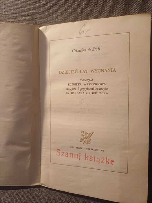 Germaine de Stalëy Dziesięć lat wygnania