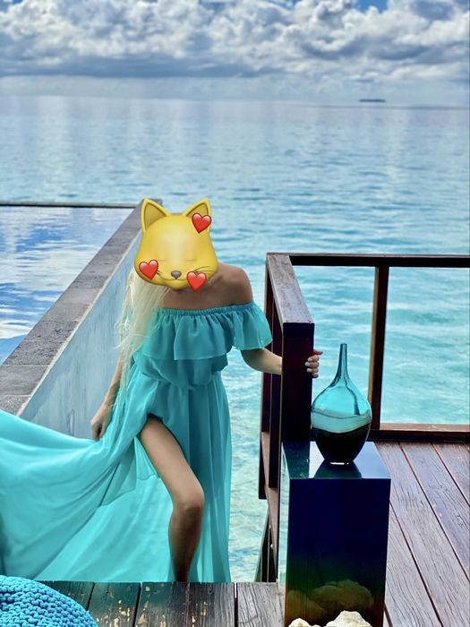 Шифонова сукня кольору Мальдів. Бірюзова сукня в пол. Голубое платье