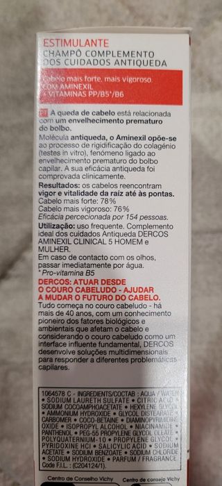 Champô antiqueda de cabelo Vichy Mulher NOVO