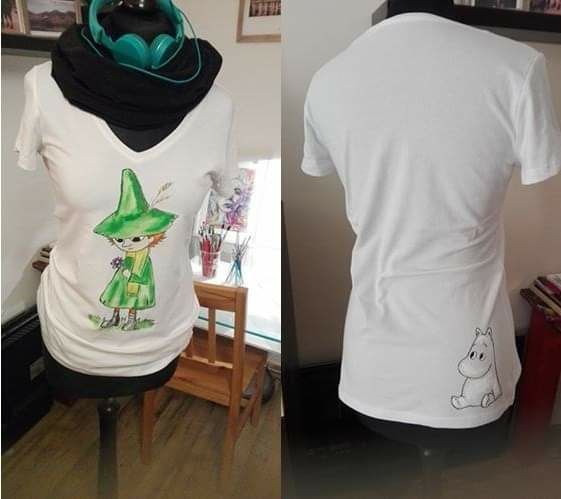 Włóczykij Muminki koszulka malowana farbami tekstylnymi