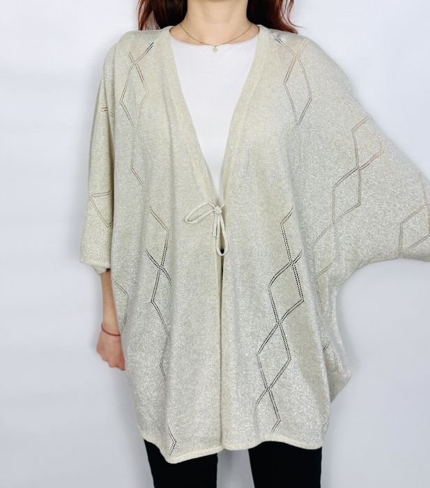 Beżowy kardigan z paskami 4XL 48