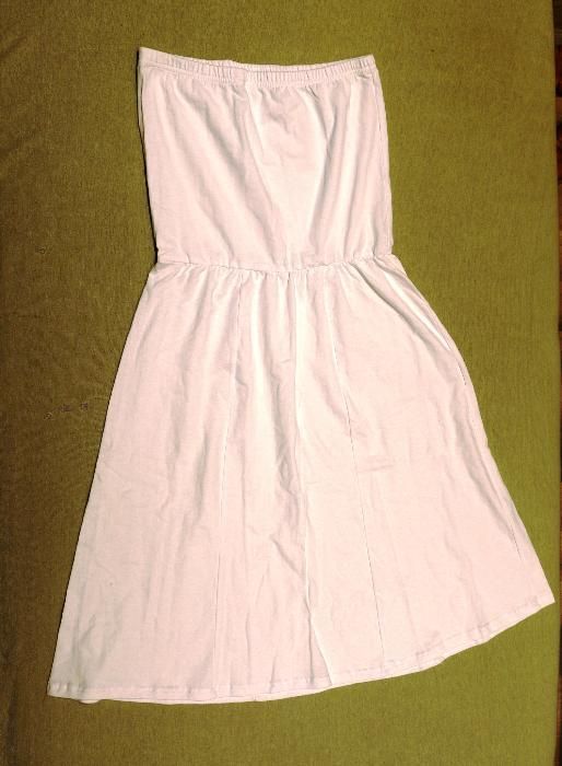 Letnia sukienka bawełniana, biała, bez rękawów