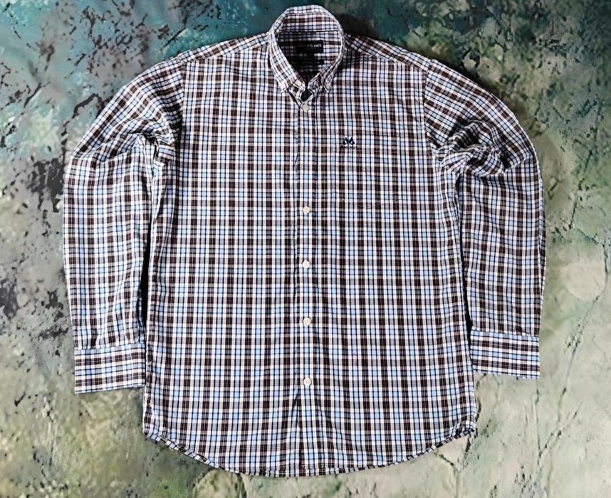 Jean Paul France – Elegancka Koszula Męska M w Kratkę Blue/Brown Nowa