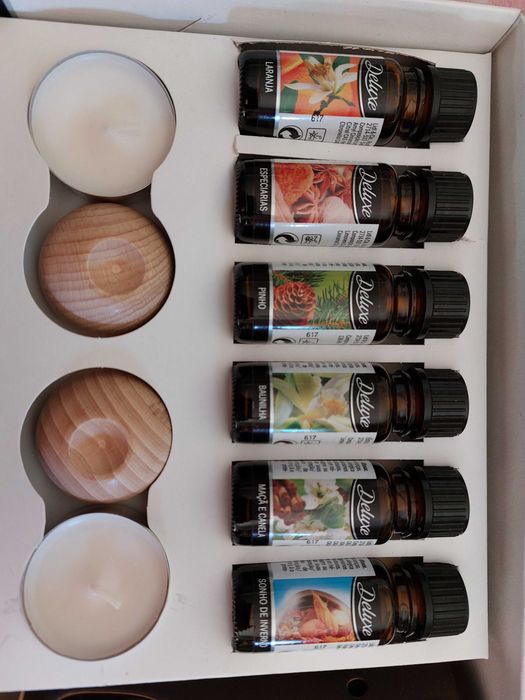 Kit 6 óleos, velas e difusores de óleos aromaterapia