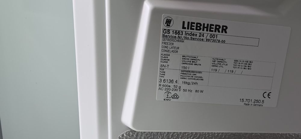 Zamrażarka Liebherr GS 1663, biała, 150l, 103cm