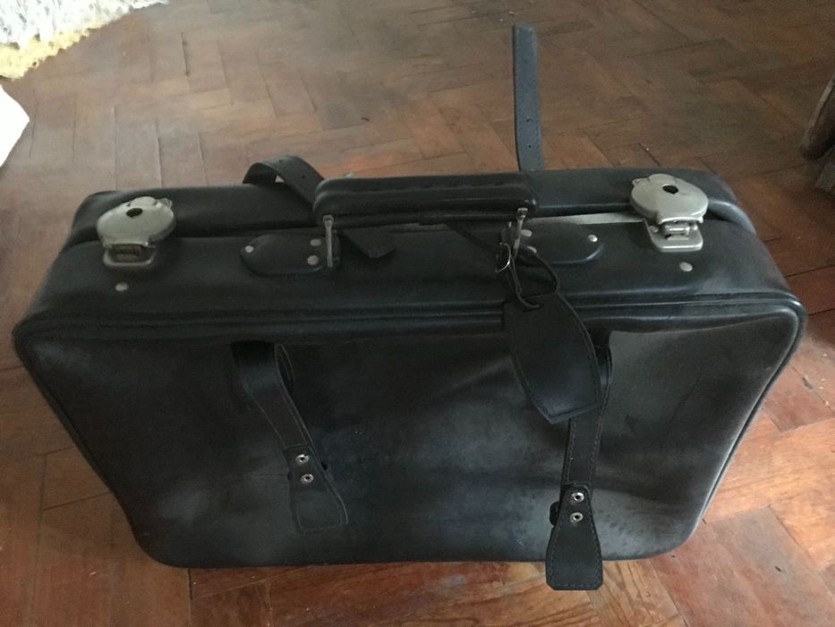 últimos dias - Mala  de viagem vintage em pele para uso ou decoração