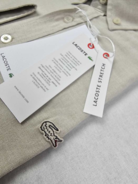 Koszula męska koszule Lacoste maly znaczek slim regular nowość Premium bezowa